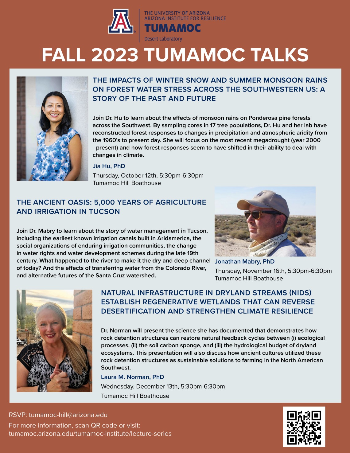 Flyer of the Fall 2023 Tumamoc Talks schedule