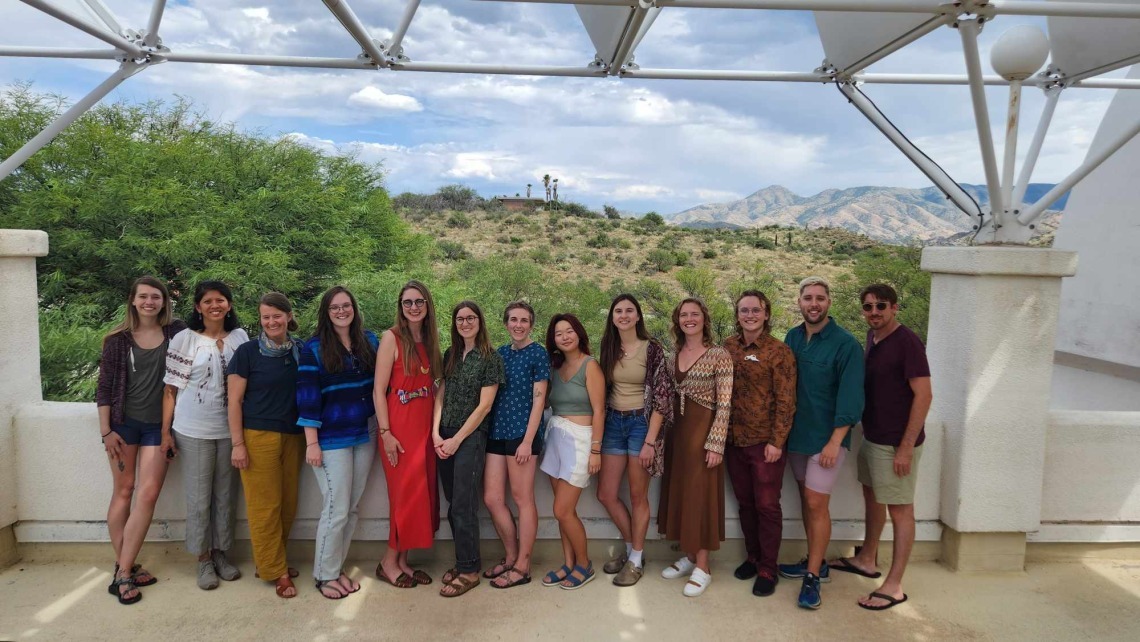 Group of Graduate students posing at Biosphere 2 