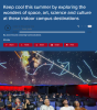 Headline text and photo of the night sky, with audience looking up